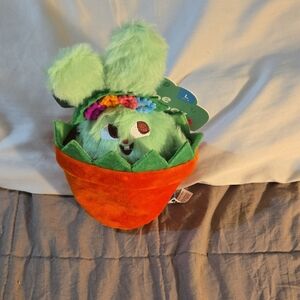 BarkBox Green Plush Cactus in Orange Pot with Floral Details